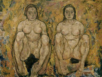 E.Schiele, Hockendes Frauenpaar by klassik art
