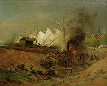 Andreas Achenbach, Hafenbaustelle, 1886 von klassik art