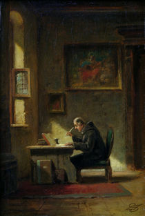 C.Spitzweg, Gelehrter Moench am Schreibt. by klassik art