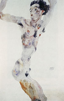 Egon Schiele, Maennl. Akt (Selbstbildnis) von klassik art
