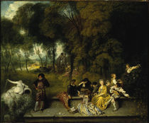 Antoine Watteau, Reunion en plein air von klassik art