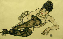 E.Schiele, Liegende Frau mit gruen.Strmpf by klassik art