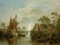 A.Achenbach, Sonnenuntergang am Fluss by klassik art