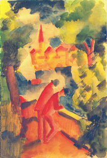 A.Macke, Maenner auf der Strasse am See von klassik art