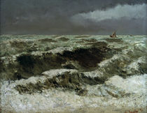 Gustave Courbet, Wellen mit Segelbooten von klassik art