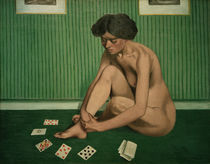 F.Vallotton, Patience spielende Frau by klassik art