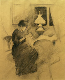 August Macke, Naehendes Maedchen b.d.Lampe by klassik art
