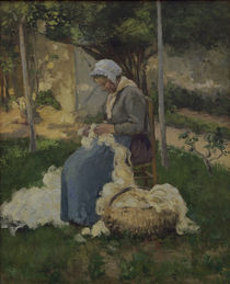 C.Pissarro, Baeuerin beim Wollezupfen by klassik art