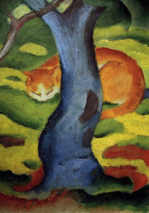 Franz Marc, Katze hinter einem Baum by klassik art