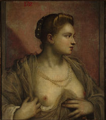 Tintoretto, Frau mit entbloesster Brust von klassik art