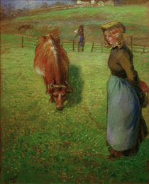 C.Pissarro, Baeuerin mit Kuh by klassik art