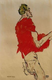 E.Schiele, Stehender Mann mit rot.Tuch by klassik art