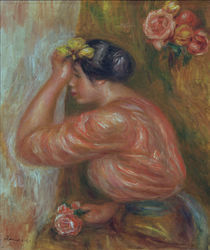 A.Renoir, Maedchen mit Rosen vor Spiegel von klassik art