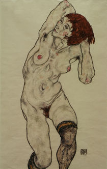 E.Schiele, Frau mit schwarzen Socken von klassik art