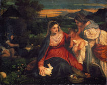 Tizian, Maria mit Kaninchen / Gem. von klassik art