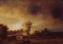 Rembrandt,  Landschaft mit Steinbruecke von klassik art