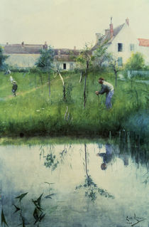 Carl Larsson, Beschneiden der Baeume/1883 by klassik art