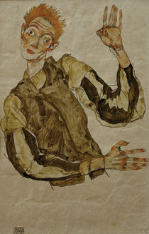Egon Schiele, Selbstbildnis Aermelschoner von klassik art