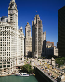 Buildings in a city, Wrigley Building, Chicago, Illinois, USA by Panoramic Images