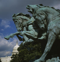 Low angle view of the statues of horses, Capitol Building, Washington DC, USA by Panoramic Images