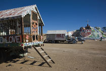 Cultural site near a hill, Salvation Mountain, Imperial County, California, USA von Panoramic Images