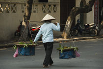 Vietnamese woman carrying oranges for sale, Hanoi, Vietnam by Panoramic Images