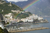 Rainbow over a town, Almafi, Amalfi Coast, Campania, Italy by Panoramic Images