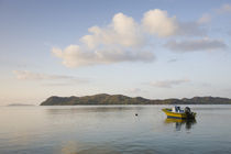Small boat in a bay, Anse Possession Bay, Praslin Island, Seychelles by Panoramic Images