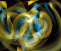 Abstract swirls of blue and gold ribbons of light von Panoramic Images