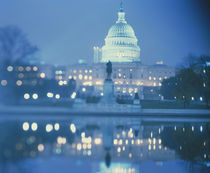 Government building lit up at night, Capitol Building, Washington DC, USA by Panoramic Images