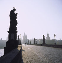 Low angle view of statues on a bridge, Charles Bridge, Prague, Czech Republic von Panoramic Images