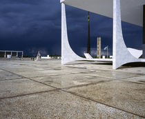 Storm clouds over buildings, National Congress building, Brasilia, Brazil by Panoramic Images