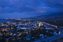 High angle view of a city at dusk, St. Paul, Reunion Island by Panoramic Images