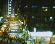 High angle view of a market lit up at night von Panoramic Images