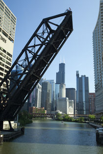 Open drawbridge across a river von Panoramic Images