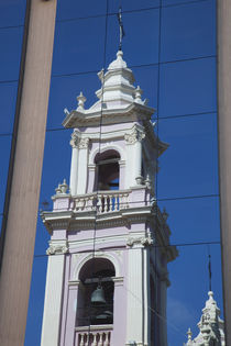 Reflection of a cathedral on a window, Salta Cathedral, Salta, Argentina by Panoramic Images