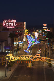 Neon casino signs lit up at dusk von Panoramic Images