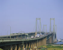 Traffic on a bridge, Delaware Memorial Bridge, Delaware River, Delaware, USA by Panoramic Images