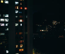 Building lit up at night, Rio De Janeiro, Brazil by Panoramic Images