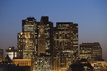 Skyscrapers lit up at dusk, Boston, Massachusetts, USA by Panoramic Images