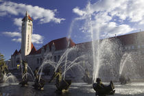 Fountains in front of a railroad station von Panoramic Images