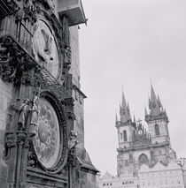 Low angle view of an astronomical clock on a government building by Panoramic Images