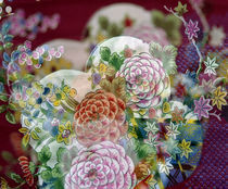 Oriental chrysanthemum fabric out of focus von Panoramic Images