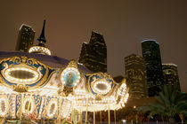 Carousel lit up at night, Houston, Texas, USA by Panoramic Images