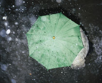 High angle view of a person standing under an umbrella, Germany by Panoramic Images