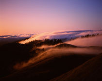 Fog rolling over hills at sunset, Mt Tamalpais, Marin County, California, USA by Panoramic Images