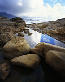 Shoreline rocks and reflective tide pool von Panoramic Images