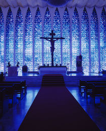 Silhouette of a crucifix in a church, Dom Bosco Sanctuary, Brasilia, Brazil von Panoramic Images