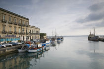 Fishing boats docked at a harbor, Ortygia, Siracusa, Sicily, Italy by Panoramic Images