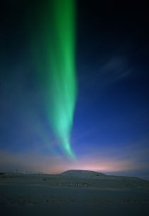 Aurora borealis over a snowy landscape, Iceland by Panoramic Images